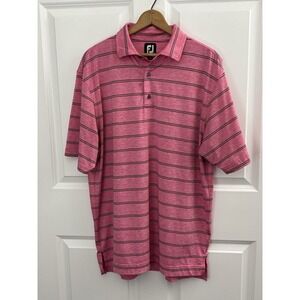 FootJoy Golf Polo Mens L Pink Heather Striped Performance Shirt Bali Hai 0513